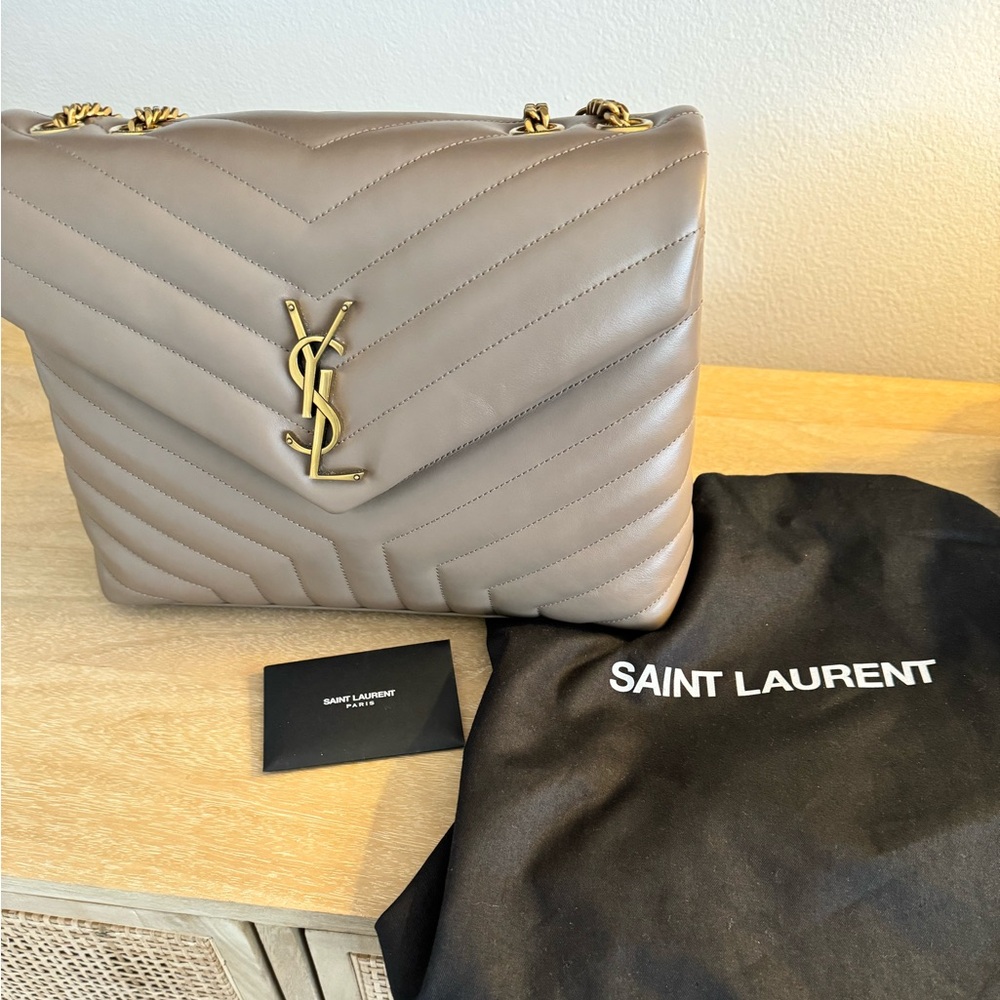 YSL medium Lou Lou in taupe. Like new. Zipper inside still has protective film.